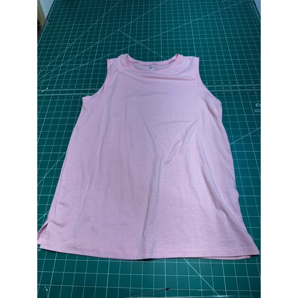Unbranded Pink Sleeveless Tank Top Crew Neck Side Slit Activewear Womens Medium